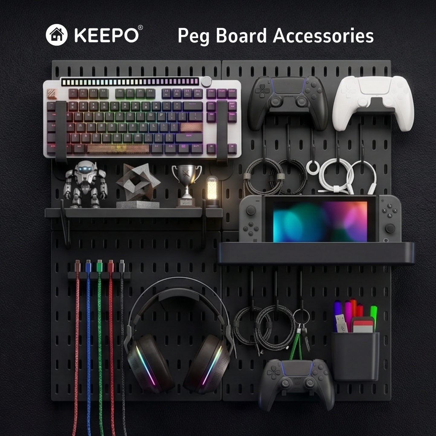Keepo Peg Board Accessories 2 Panel Shelves