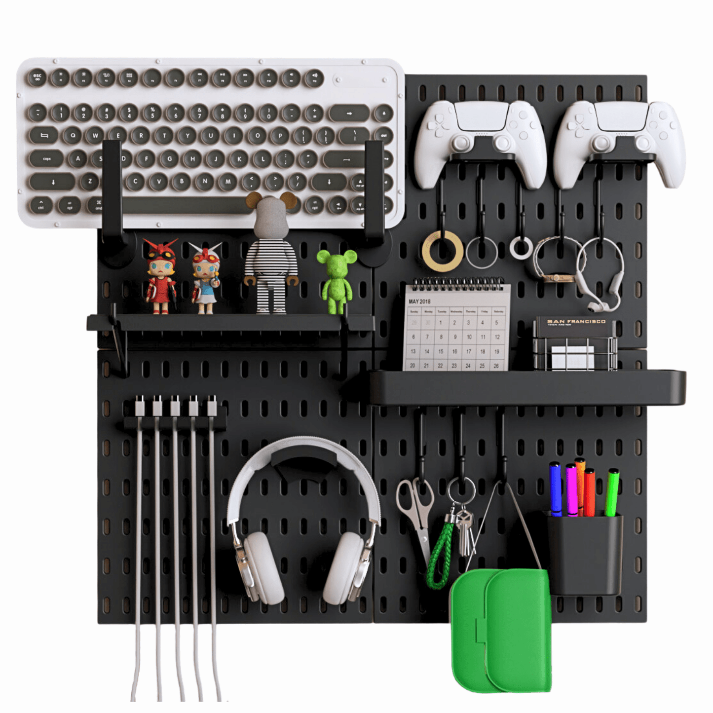 Keepo Black Wall Game Organizer Set With 4Pcs Pegboards - Keepo