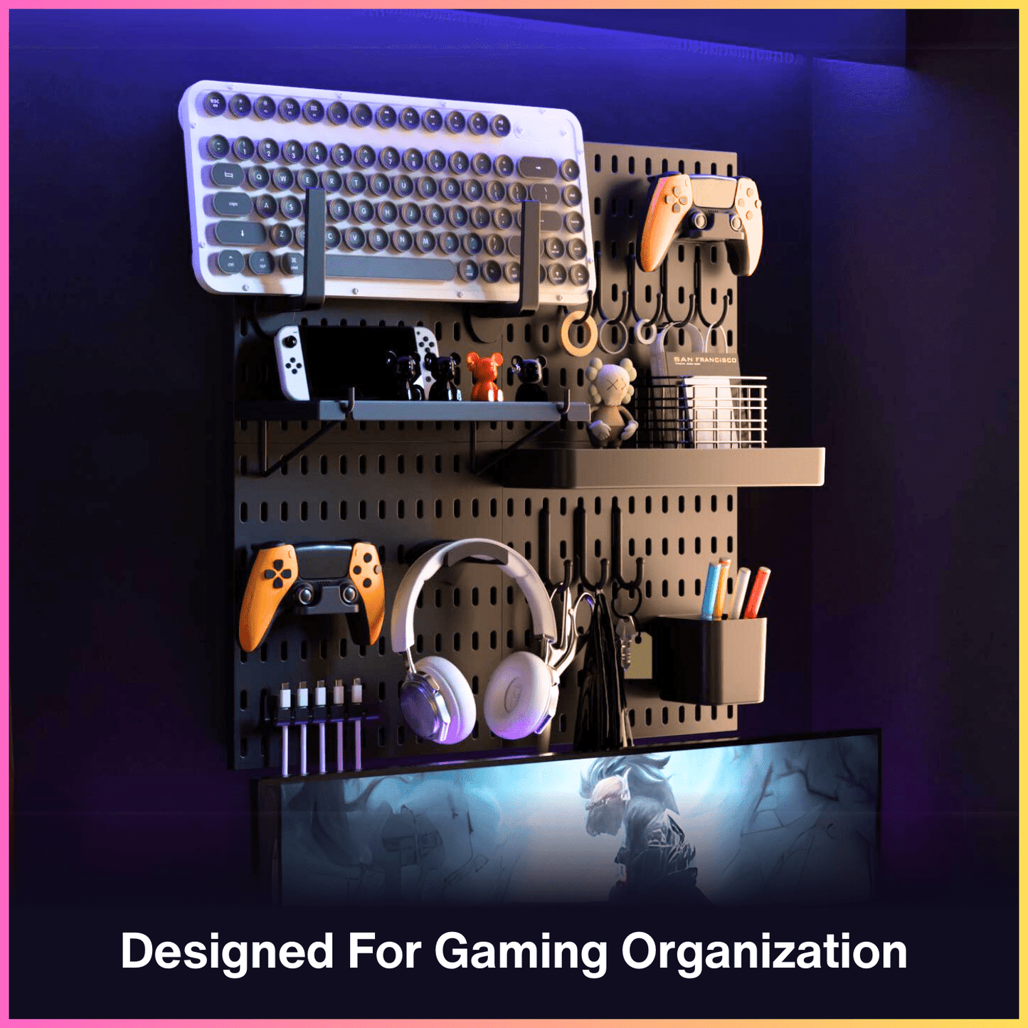Keepo Black Wall Game Organizer Set With 4Pcs Pegboards - Keepo