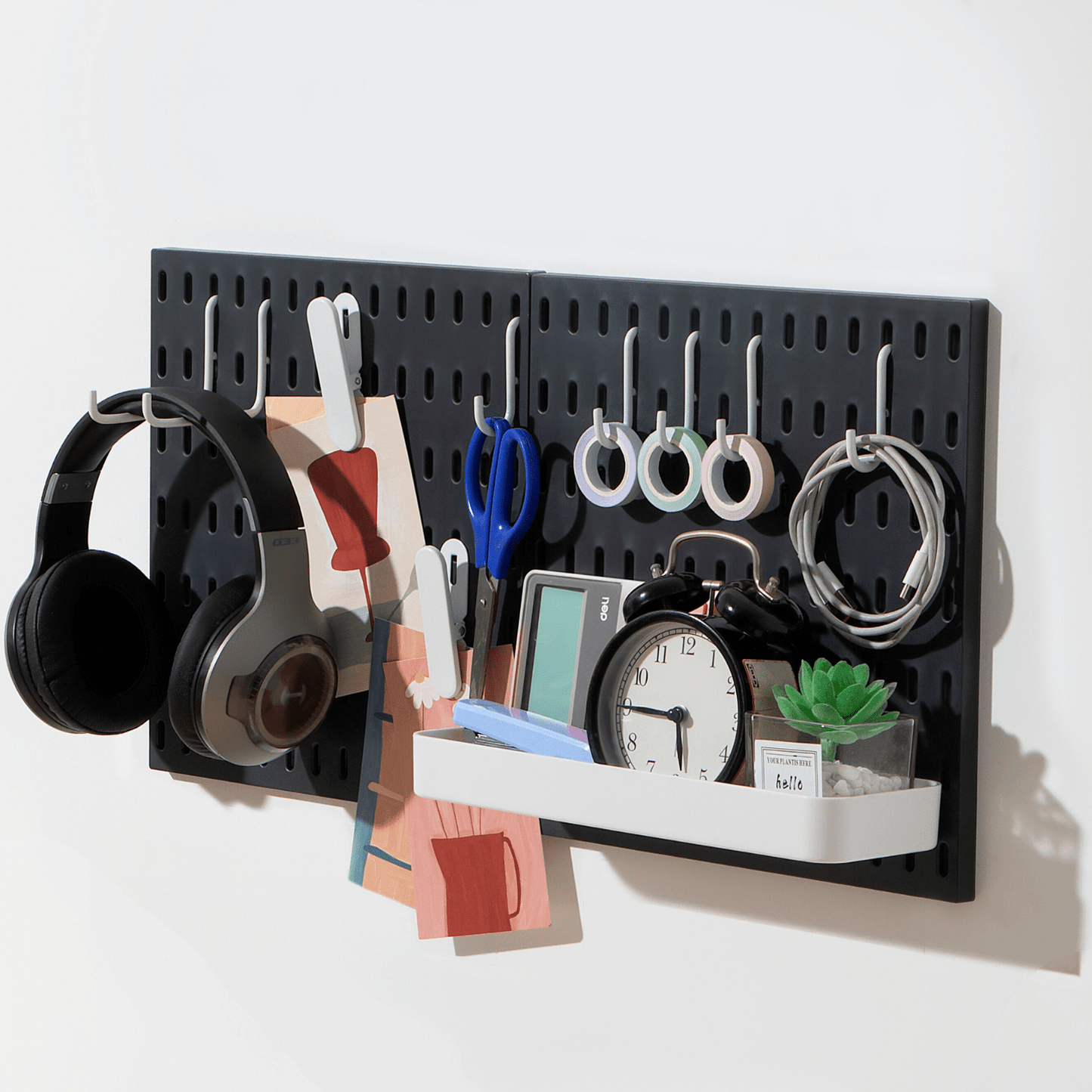 Keepo Black Wall Organizer Set With 2Pcs Pegboards - Keepo