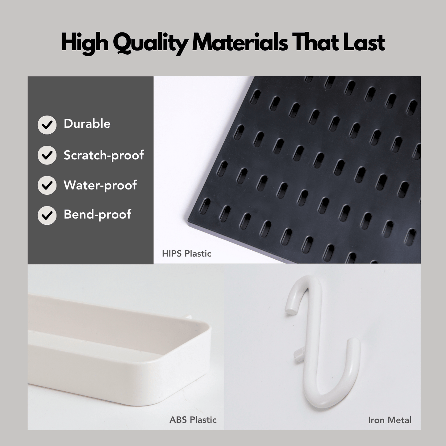 Keepo Black Wall Organizer Set With 2Pcs Pegboards - Keepo
