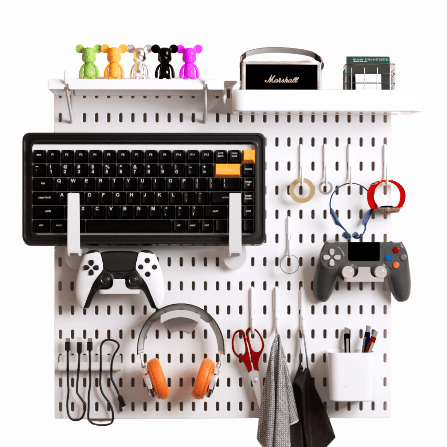 Keepo White Wall Game Organizer Set With 4Pcs Pegboards - Keepo