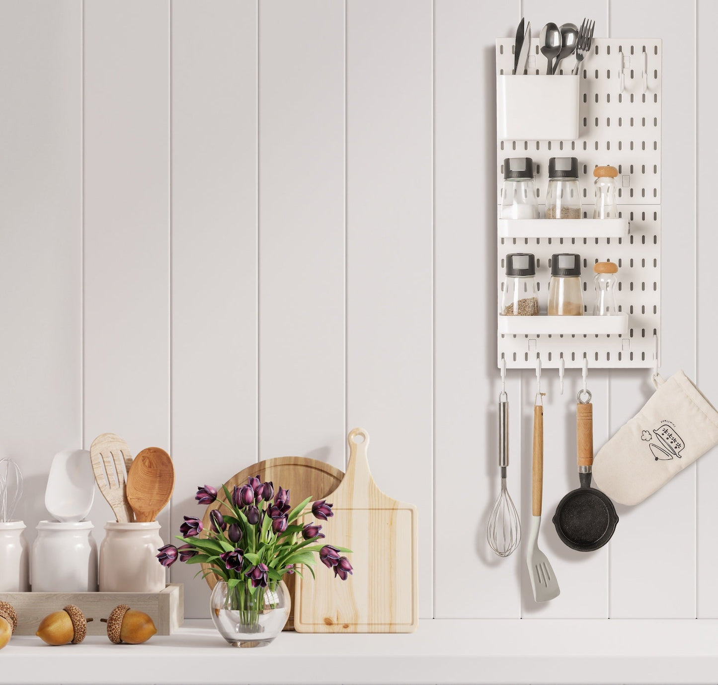 Keepo White Wall Organizer Set With 2Pcs Pegboards - Keepo