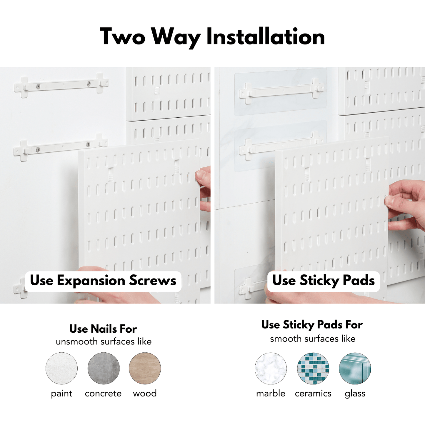 Keepo White Wall Organizer Set With 2Pcs Pegboards - Keepo