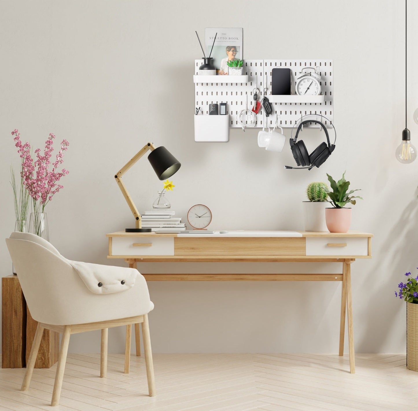 Keepo White Wall Organizer Set With 2Pcs Pegboards - Keepo