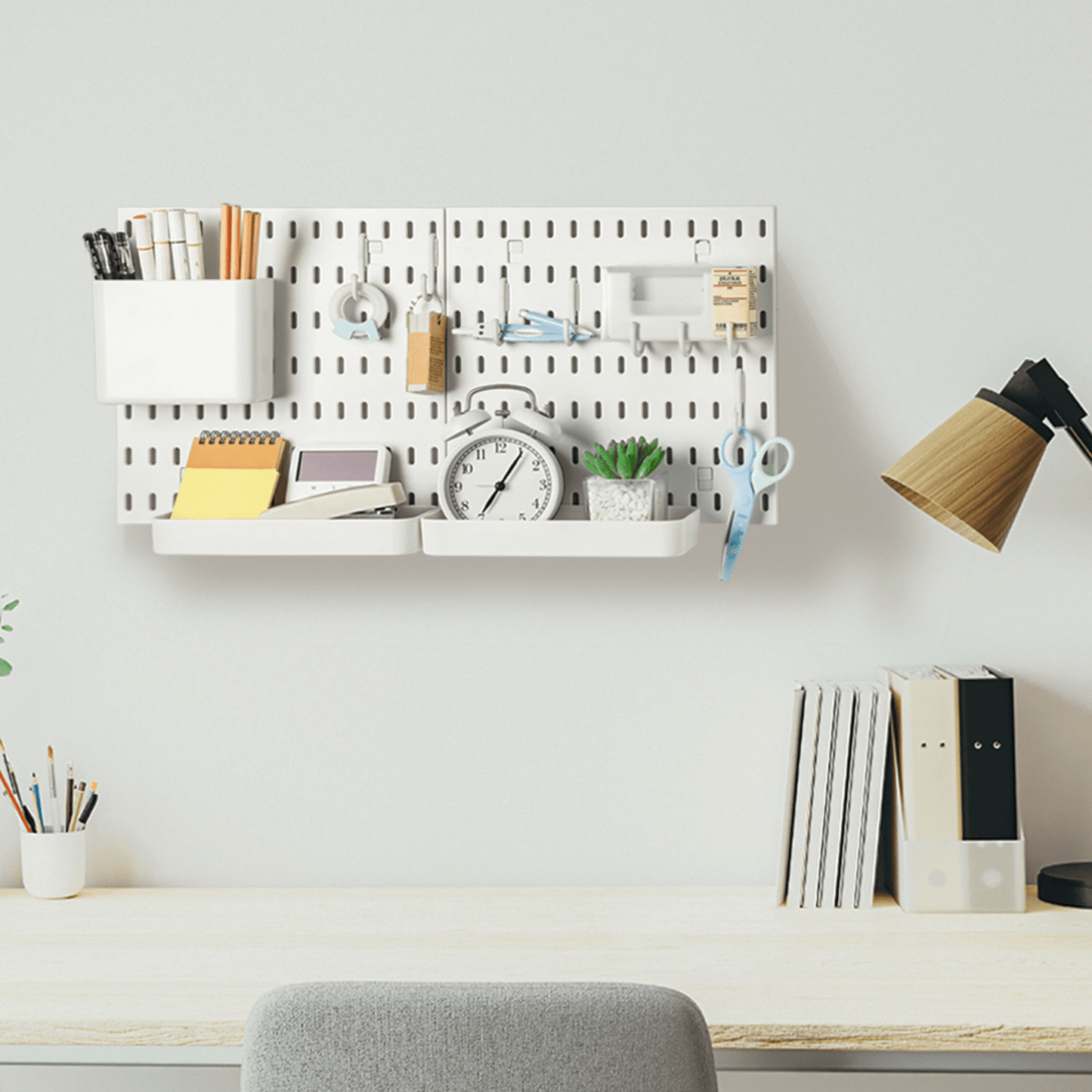 Keepo White Wall Organizer Set With 2Pcs Pegboards - Keepo