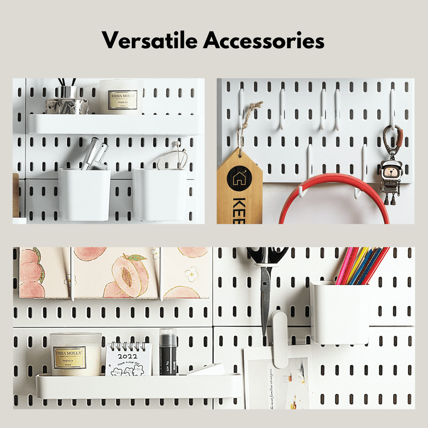 Keepo White Wall Organizer Set With 4Pcs Pegboards - Keepo