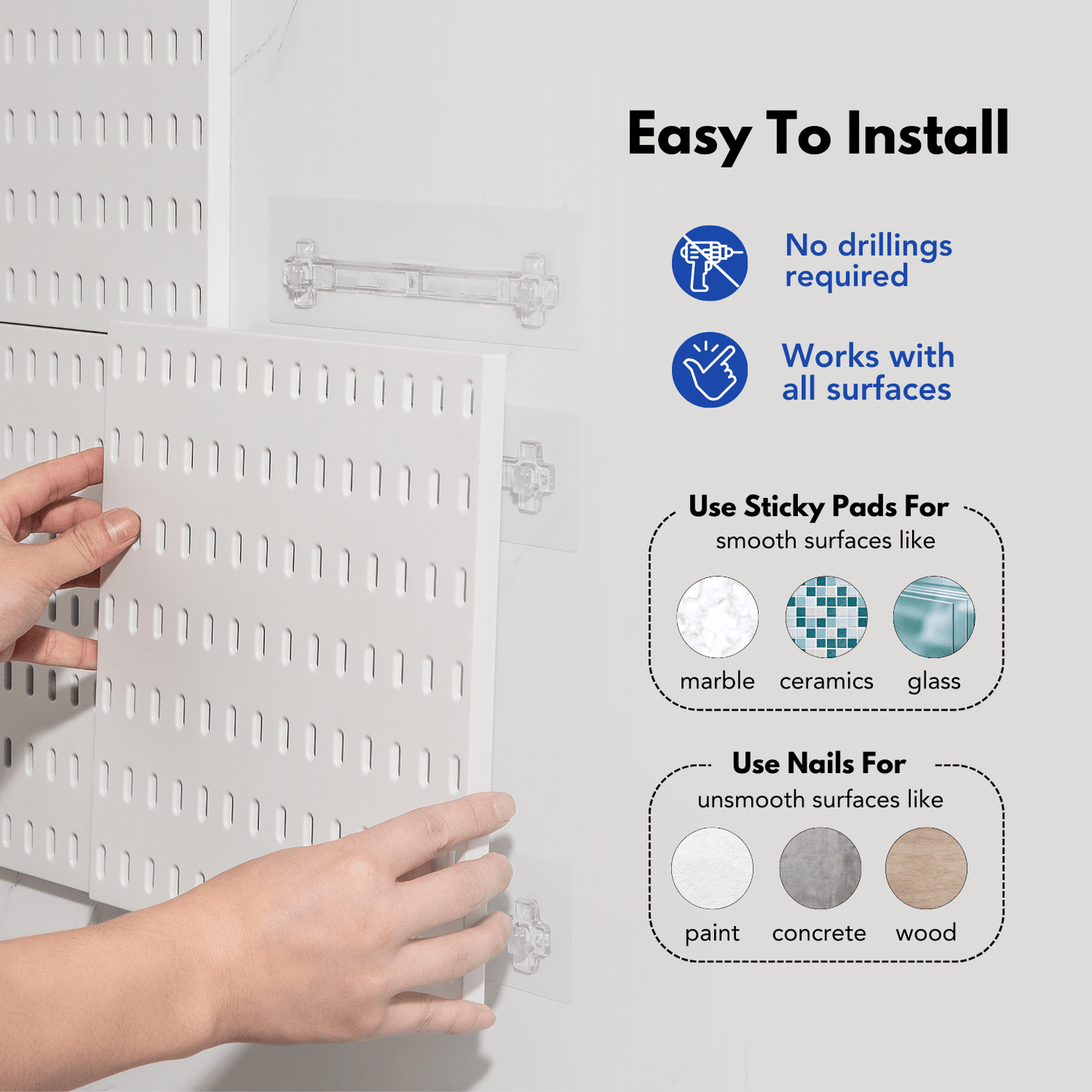 Keepo White Wall Organizer Set With 4Pcs Pegboards - Keepo