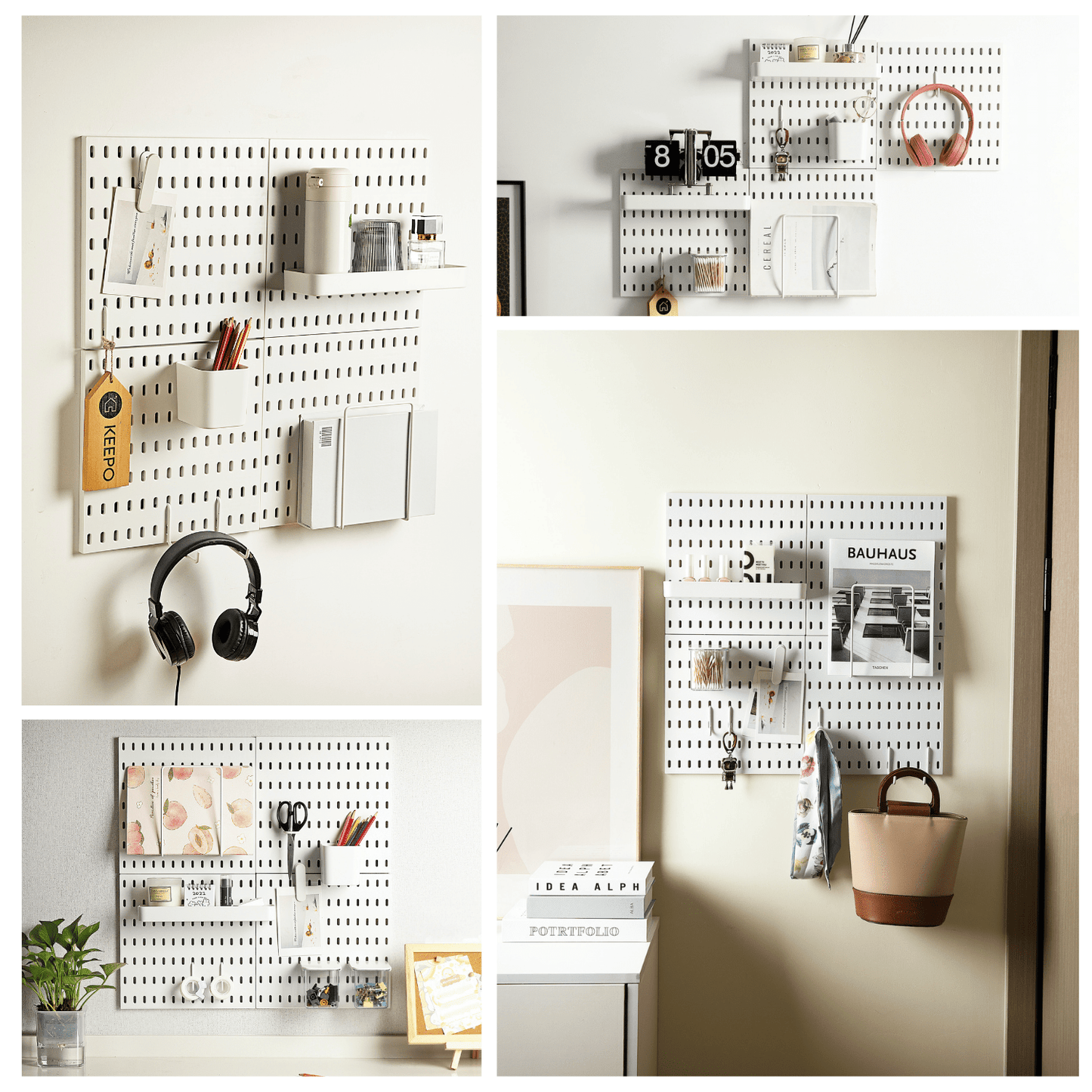 Keepo White Wall Organizer Set With 4Pcs Pegboards - Keepo