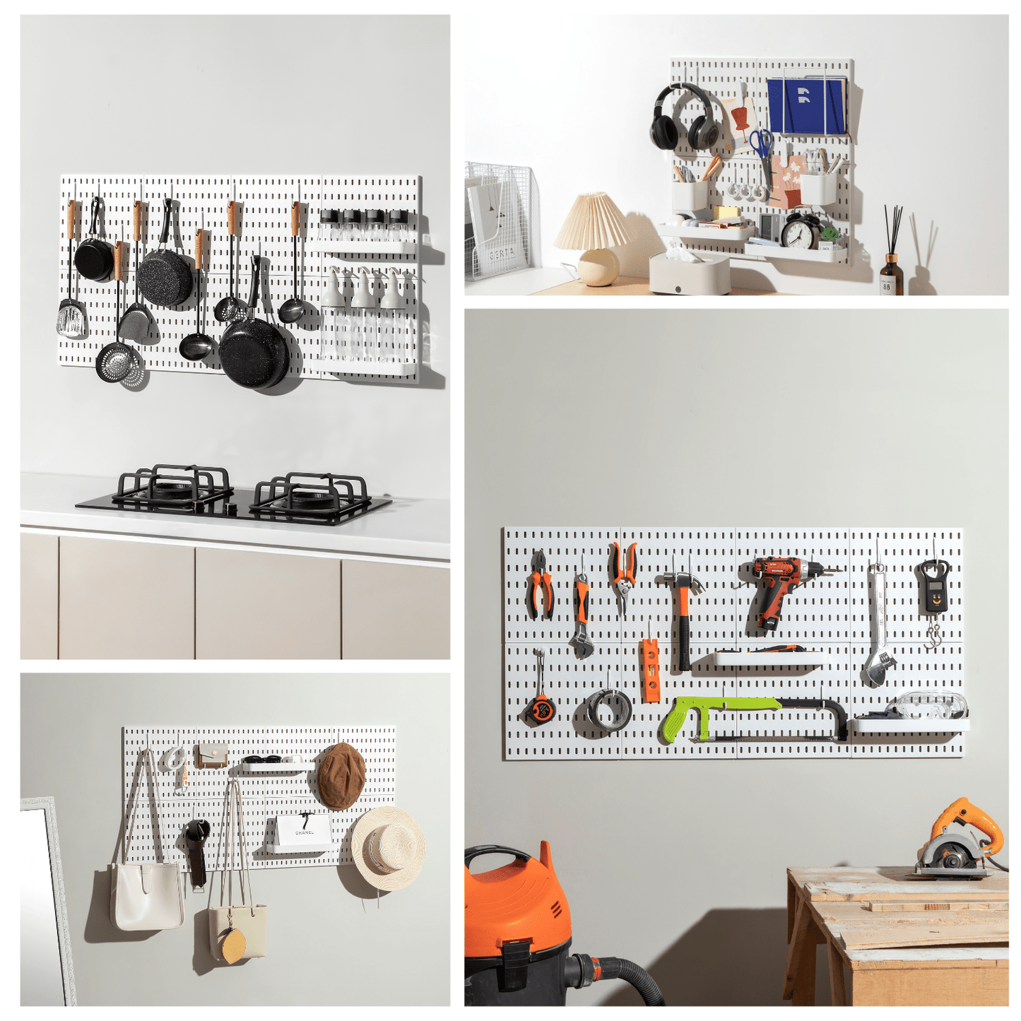 Keepo White Wall Organizer Set With 8Pcs Pegboards - Keepo