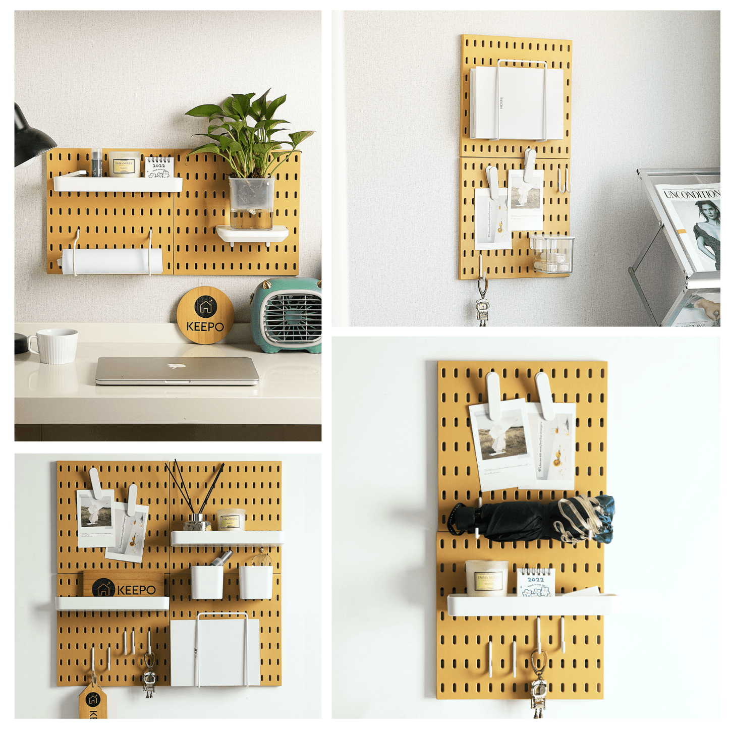 Keepo Yellow Wall Organizer Set With 4Pcs Pegboards - Keepo