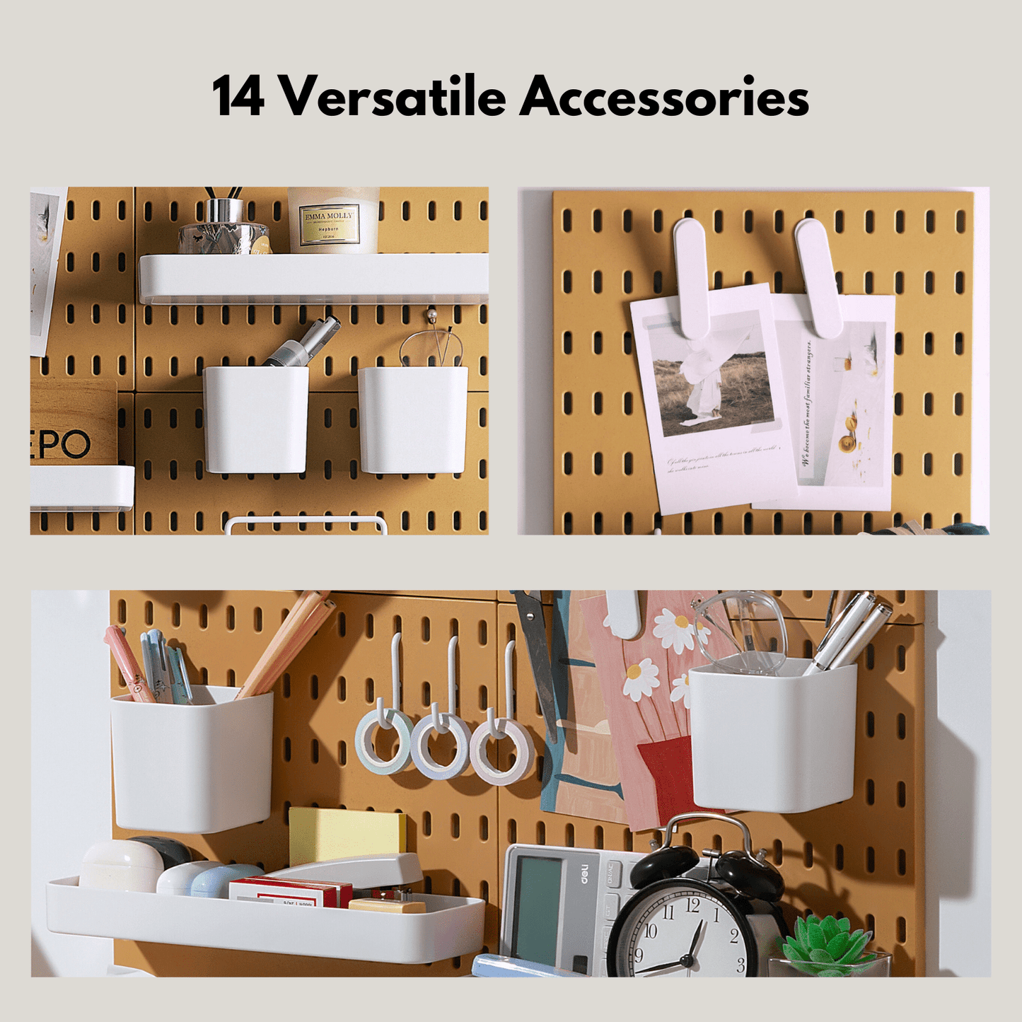 Keepo Yellow Wall Organizer Set With 4Pcs Pegboards - Keepo