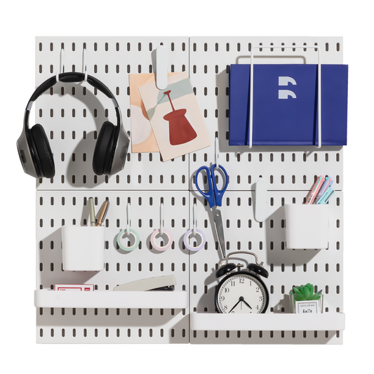 Keepo White Wall Organizer Set With 4Pcs Pegboards