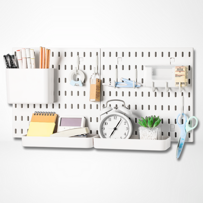 Keepo White Wall Organizer Set With 2Pcs Pegboards