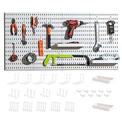 Keepo White Wall Organizer Set With 8Pcs Pegboards