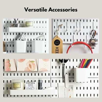 Keepo White Wall Organizer Set With 4Pcs Pegboards