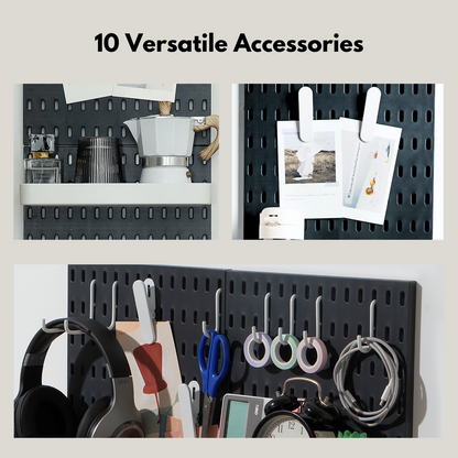 Keepo Black Wall Organizer Set With 2Pcs Pegboards