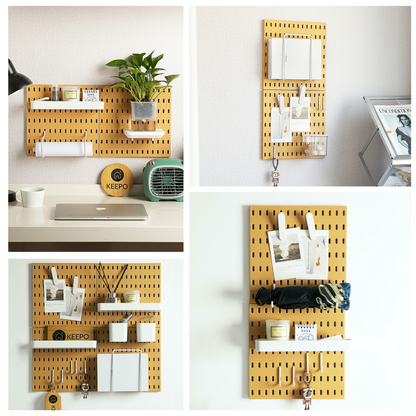 Keepo Yellow Wall Organizer Set With 4Pcs Pegboards