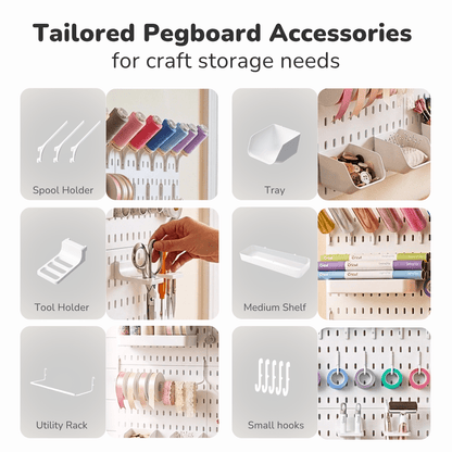 Keepo Craft Wall Organizer Set - 4Pcs Peg Boards-White - Keepo