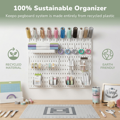 Keepo Craft Wall Organizer Set - 4Pcs Peg Boards-White - Keepo