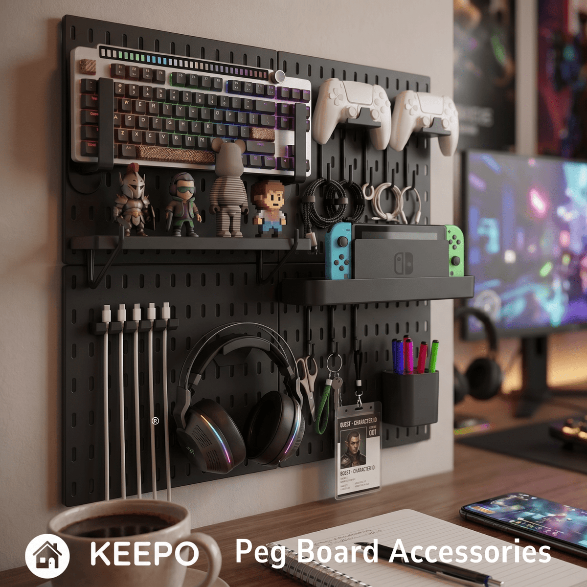 Keepo Peg Board Accessories 2 Controller Holder - Keepo