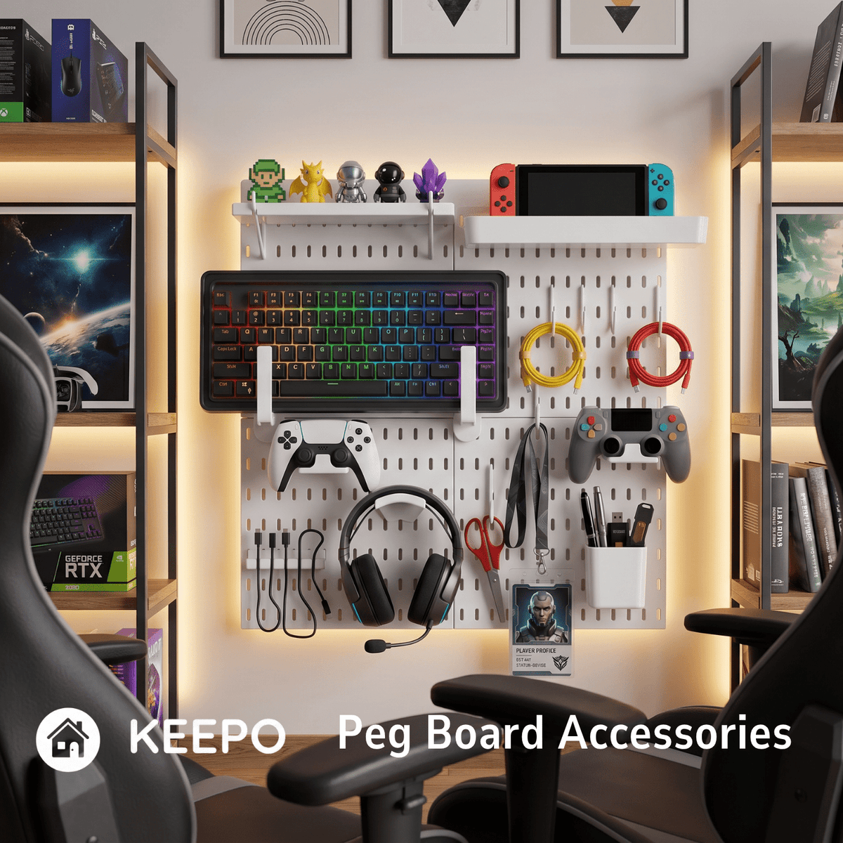 Keepo Peg Board Accessories 2 Controller Holder - Keepo