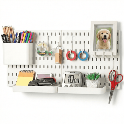 Keepo White Wall Organizer Set - 2Pcs Peg Boards - Keepo