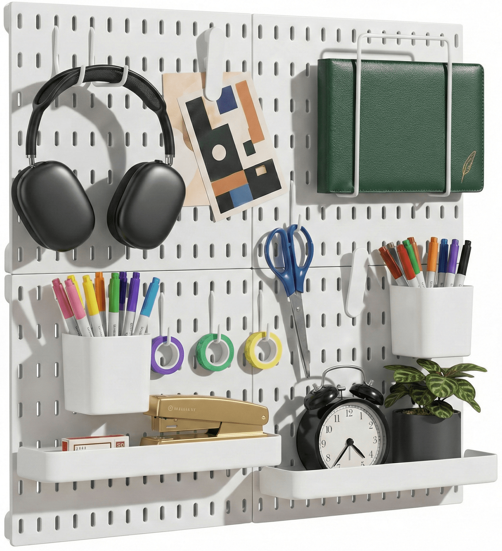 Keepo White Wall Organizer Set - 4Pcs Peg Boards - Keepo