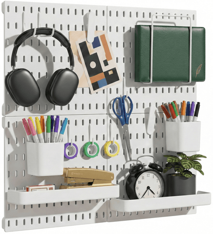 Keepo White Wall Organizer Set - 4Pcs Peg Boards - Keepo
