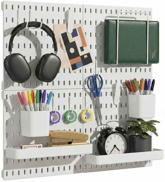 Keepo White Wall Organizer Set - 4Pcs Peg Boards - Keepo