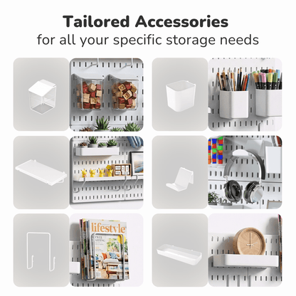 Keepo White Wall Organizer Set - 6Pcs Peg Boards - Keepo